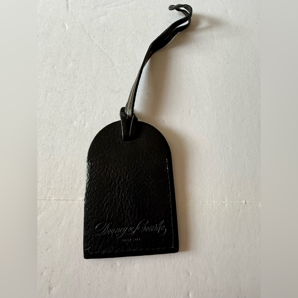 Vintage Dooney & Bourke Black Leather Luggage Tag FOB